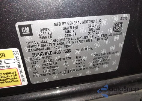 2015 Buick Enclave Leather from USA, damaged, VIN 5GAKVBKD0FJ317593